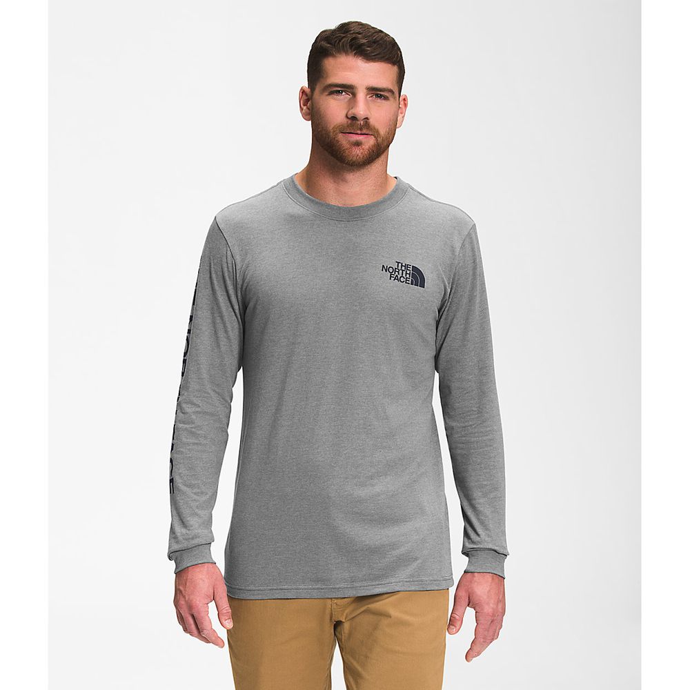 The North Face Long Sleeve Mens Australia - The North Face Long Sleeve Tnf™ Sleeve Hit Grey / Navy (